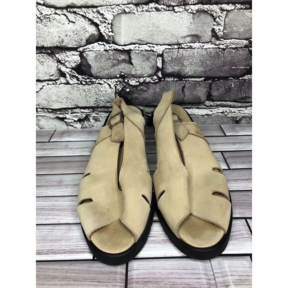 ZANTE Beige Tan Nubuck Leather Casual Wedge Strap Sandals Women Sz 39EU/8.5M US - Picture 10 of 16
